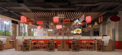 新中式火锅店3D模型下载